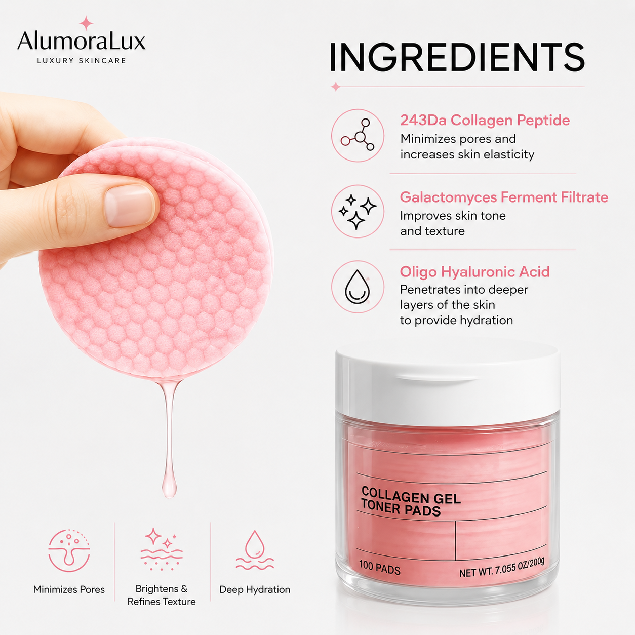 Collagen Toner Pads (100Pcs)